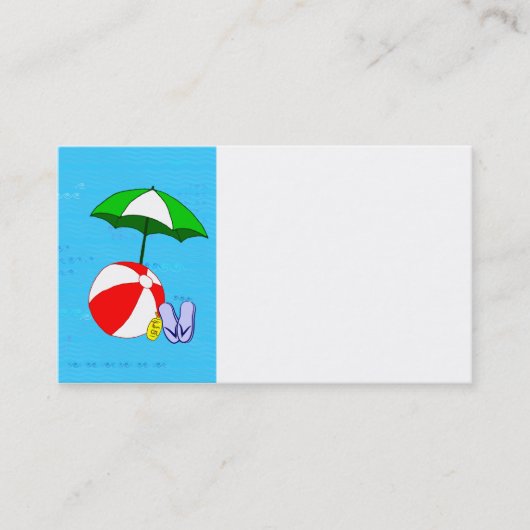 Beach Ball Pool Umbrella Business Card Template Visitekaartje (Voorkant)