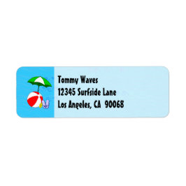 Beach Ball Pool Umbrella Custom Address Label