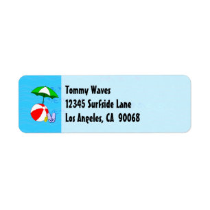 Beach Ball Pool Umbrella Custom Address Label