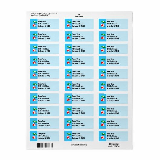 Beach Ball Pool Umbrella Custom Address Label (Full Sheet)