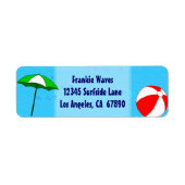Beach Ball Pool Umbrella Custom Address Label (Voorkant)