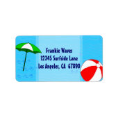 Beach Ball Pool Umbrella Custom Address Label (Voorkant)