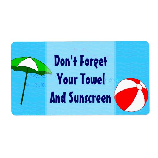 Beach Ball Pool Umbrella Custom Label Large (Voorkant)