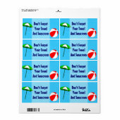 Beach Ball Pool Umbrella Custom Label Large (Full Sheet)