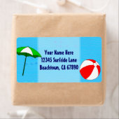 Beach Ball Pool Umbrella Custom Shipping Label (Insitu)