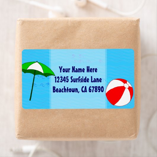 Beach Ball Pool Umbrella Custom Shipping Label (Insitu)
