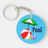 Beach Ball Pool Umbrella Custom Sleutelhanger (Voorkant)