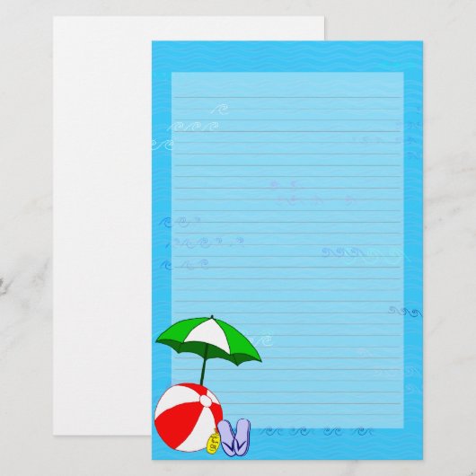 Beach Ball Pool Umbrella Lond Stationery Briefpapier (Voorkant / Achterkant)
