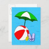 Beach Ball Pool Umbrella Sjabloon Briefkaart (Voorkant / Achterkant)