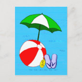Beach Ball Pool Umbrella Sjabloon Briefkaart (Voorkant)