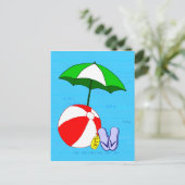 Beach Ball Pool Umbrella Sjabloon Briefkaart (Staand voorkant)