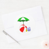 Beach Ball Pool Umbrella Sjabloon Ronde Sticker (Envelop)
