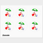 Beach Ball Pool Umbrella Sjabloon Ronde Sticker (Vel)