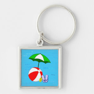 Beach Ball Pool Umbrella Sjabloon Sleutelhanger