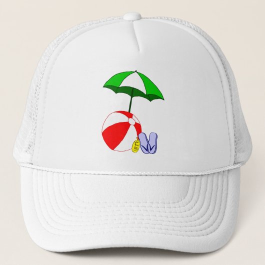 Beach Ball Pool Umbrella Sjabloon Trucker Pet (Voorkant)