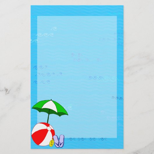 Beach Ball Pool Umbrella Stationery Briefpapier (Voorkant)