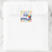 Beach ball printable cadeau label, hebben een bal vierkante sticker (Tas)