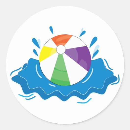 Beach Ball Ronde Sticker (Voorkant)