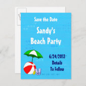 Beach Ball Save the Date Briefkaart (Voorkant / Achterkant)