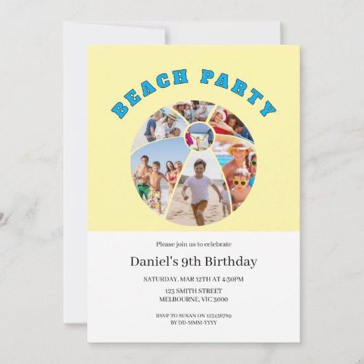 Beach Ball Shape Photos Beach Party Kaart (Voorkant)