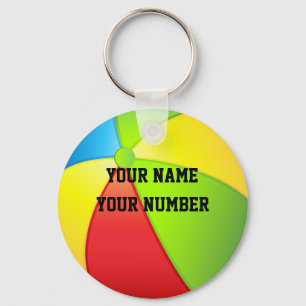 Beach Ball Sleutelhanger ID Label JOUW NAAM en num