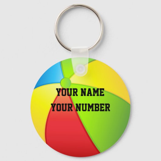 Beach Ball Sleutelhanger ID Label JOUW NAAM en num (Voorkant)