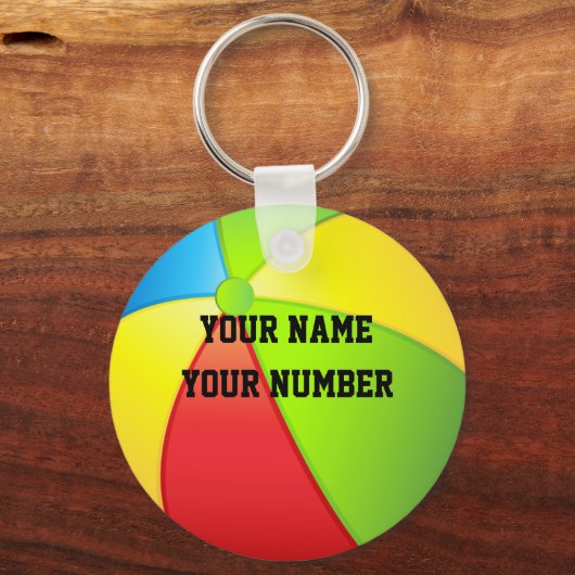 Beach Ball Sleutelhanger ID Label JOUW NAAM en num (Voorkant)