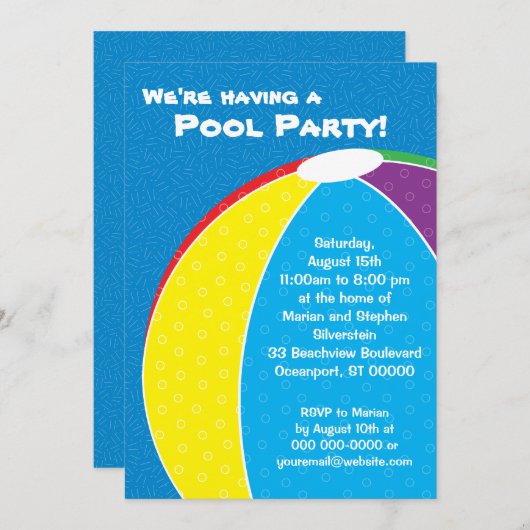 Beach Ball Summer Party - Uitnodiging (Voorkant / Achterkant)