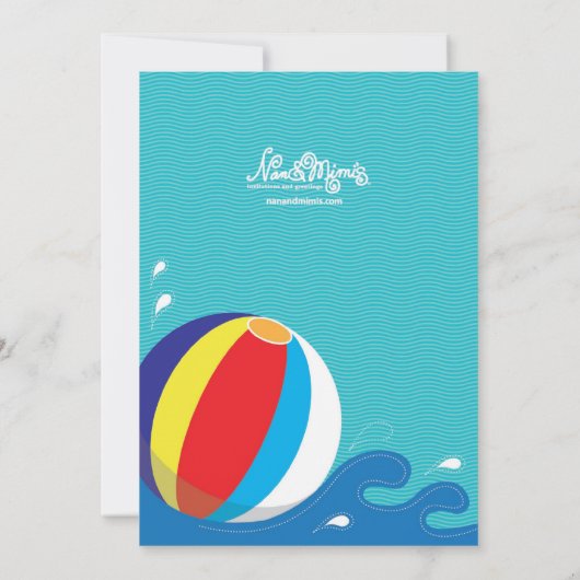 Beach Ball Swimming Birthday Pool Party nodiging Kaart (Achterkant)