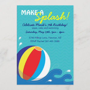 Beach Ball Swimming Birthday Pool Party nodiging Kaart
