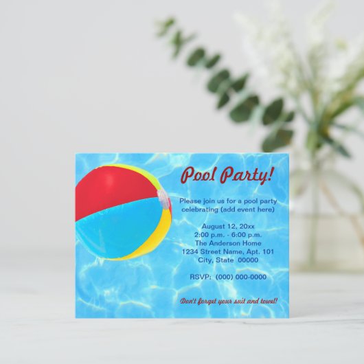 Beach Ball-uitnodigingen Kaart (Staand voorkant)