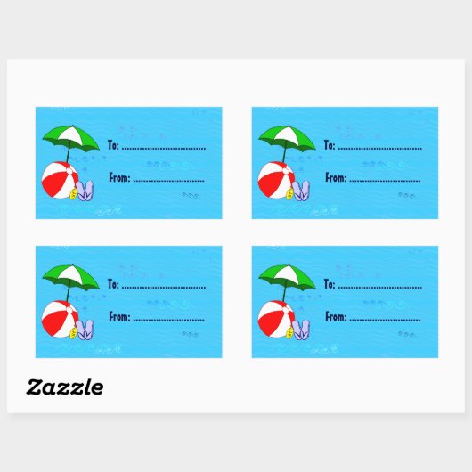 Beach Ball Umbrella Custom Label Sticker (Vel)