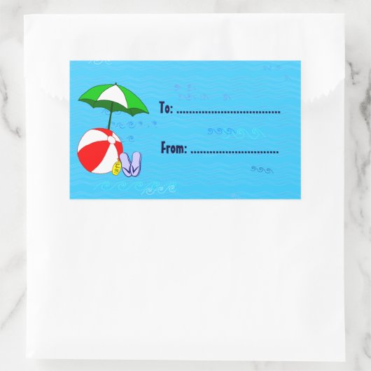 Beach Ball Umbrella Custom Label Sticker (Tas)
