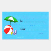 Beach Ball Umbrella Custom Label Sticker (Voorkant)