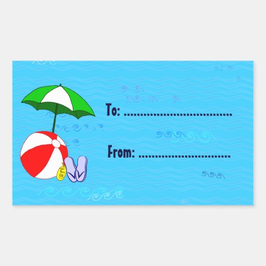 Beach Ball Umbrella Custom Label Sticker (Voorkant)