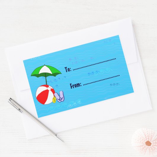Beach Ball Umbrella Custom Label Sticker (Envelop)