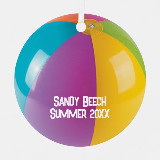 Beach Ball Vacation Personalized Metalen Ornament (Voorkant)