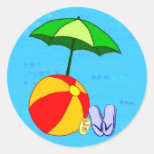 Beach Ball Zwembad Paraplu Sticker (Voorkant)