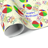 Beach Balls en Crazy Dancing - Happy Birthday! Cadeaupapier (Rol Hoek)
