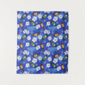 Beach Bar Tropische palmen en beerflesjes blauw Wandkleed (Voorkant)