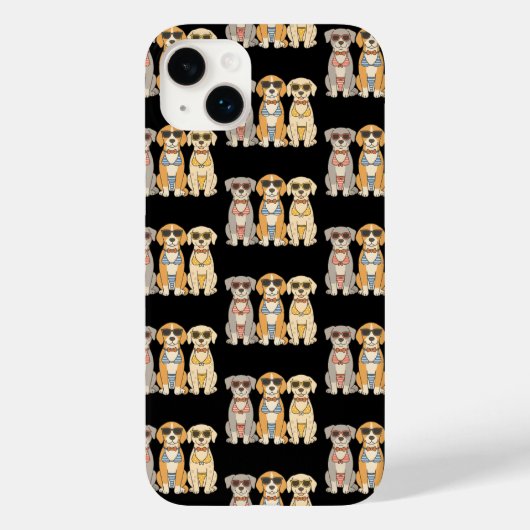 Beach Barkers Bikini Trio met Attitude Case-Mate iPhone Case (Achterkant)