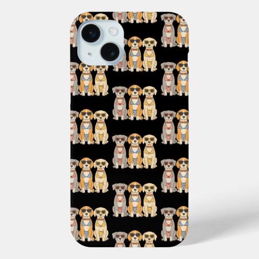 Beach Barkers Bikini Trio met Attitude Case-Mate iPhone Case (Achterkant)