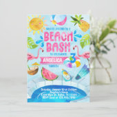 Beach Bash Pool Party of Birthday Uitnodiging (Staand voorkant)