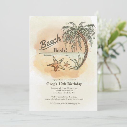 Beach Bash uitnodiging (Staand voorkant)