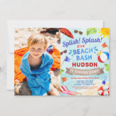 Beach Bash Zomer Jongen Verjaardag Foto Kaart (Voorkant)