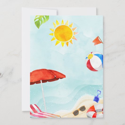 Beach Bash Zomer Jongen Verjaardagsfeest Kaart (Achterkant)