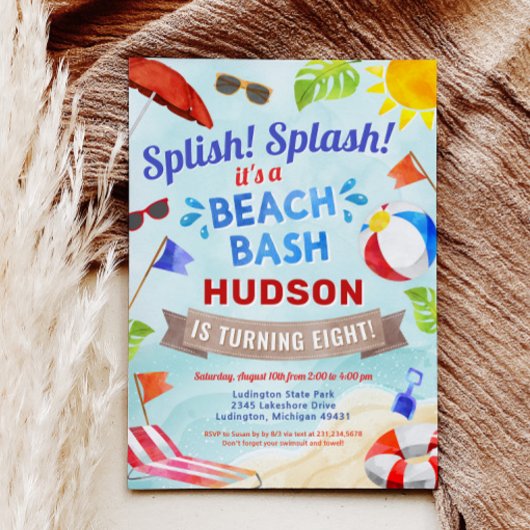 Beach Bash Zomer Jongen Verjaardagsfeest Kaart