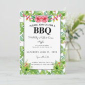 Beach BBQ Party, Barbecue tropische bladeren Kaart (Staand voorkant)