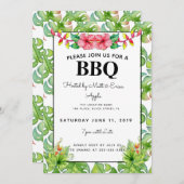 Beach BBQ Party, Barbecue tropische bladeren Kaart (Voorkant / Achterkant)