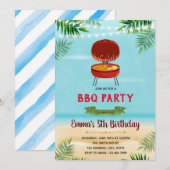Beach bbq party-uitnodiging kaart (Voorkant / Achterkant)